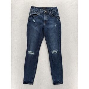 Silver Jeans Avery Skinny Womens 28x29 Blue Mid Rise Distressed Stretch Denim
